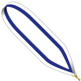 Collier médaille bleu,blanc 22 mm