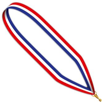 Collier médaille rouge,blanc,bleu 22 mm