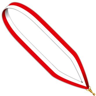 Collier médaille rouge,blanc 22 mm