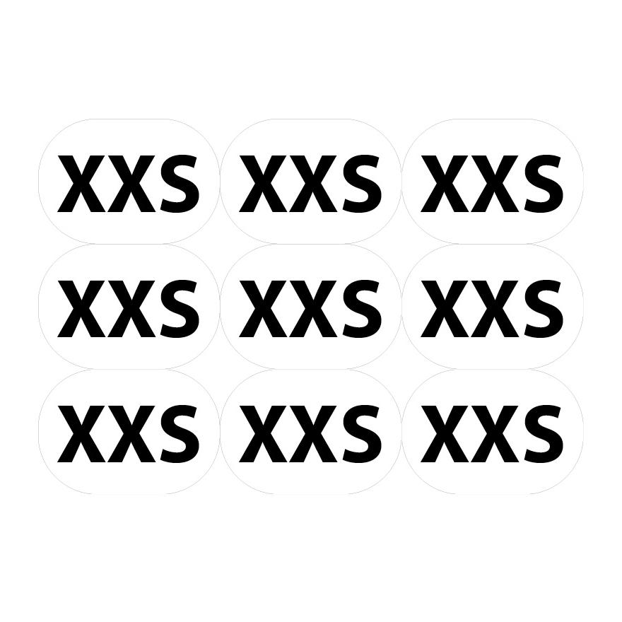 Sticker sizes Size XXS